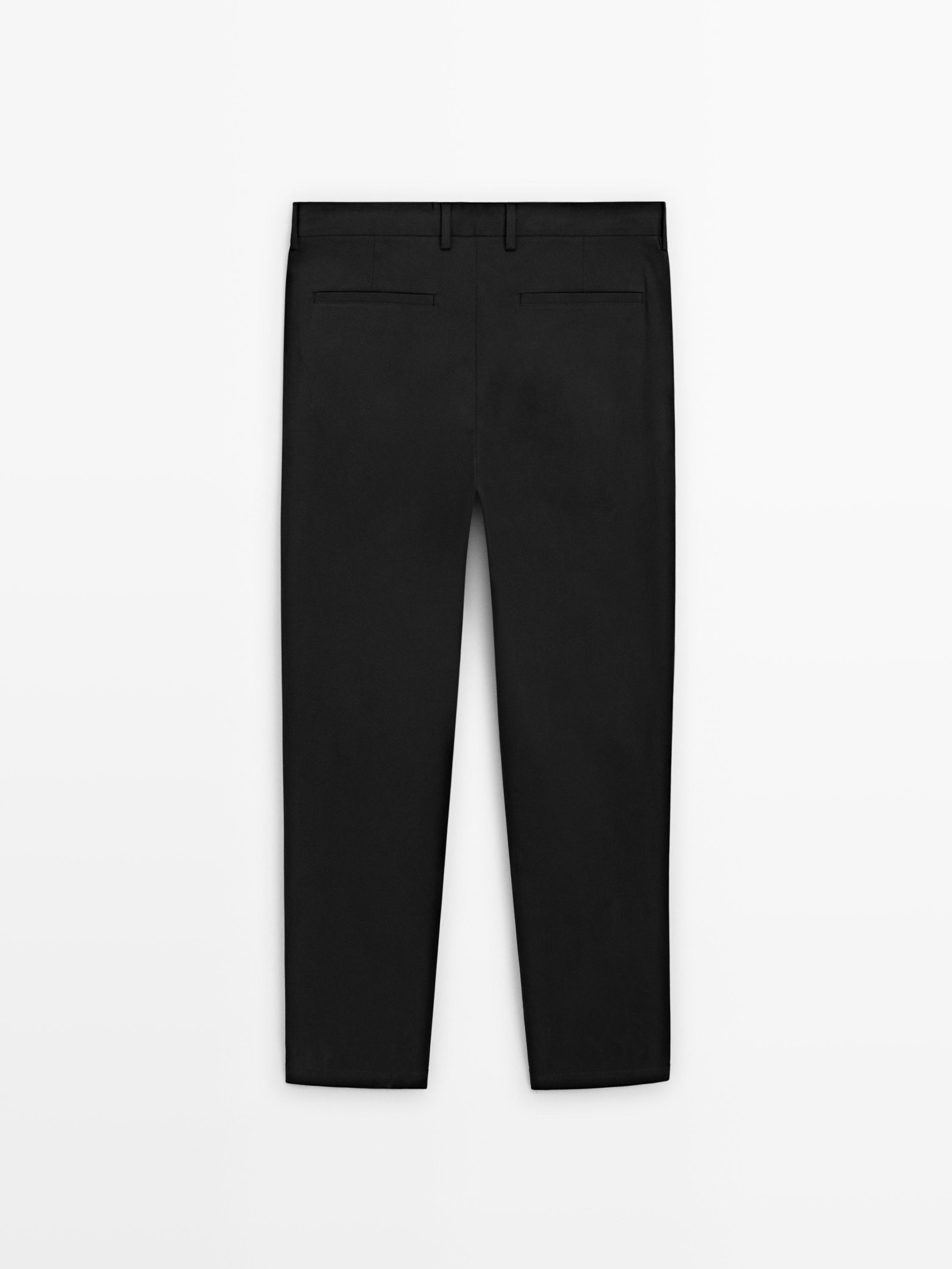 Cotton blend slim fit trousers